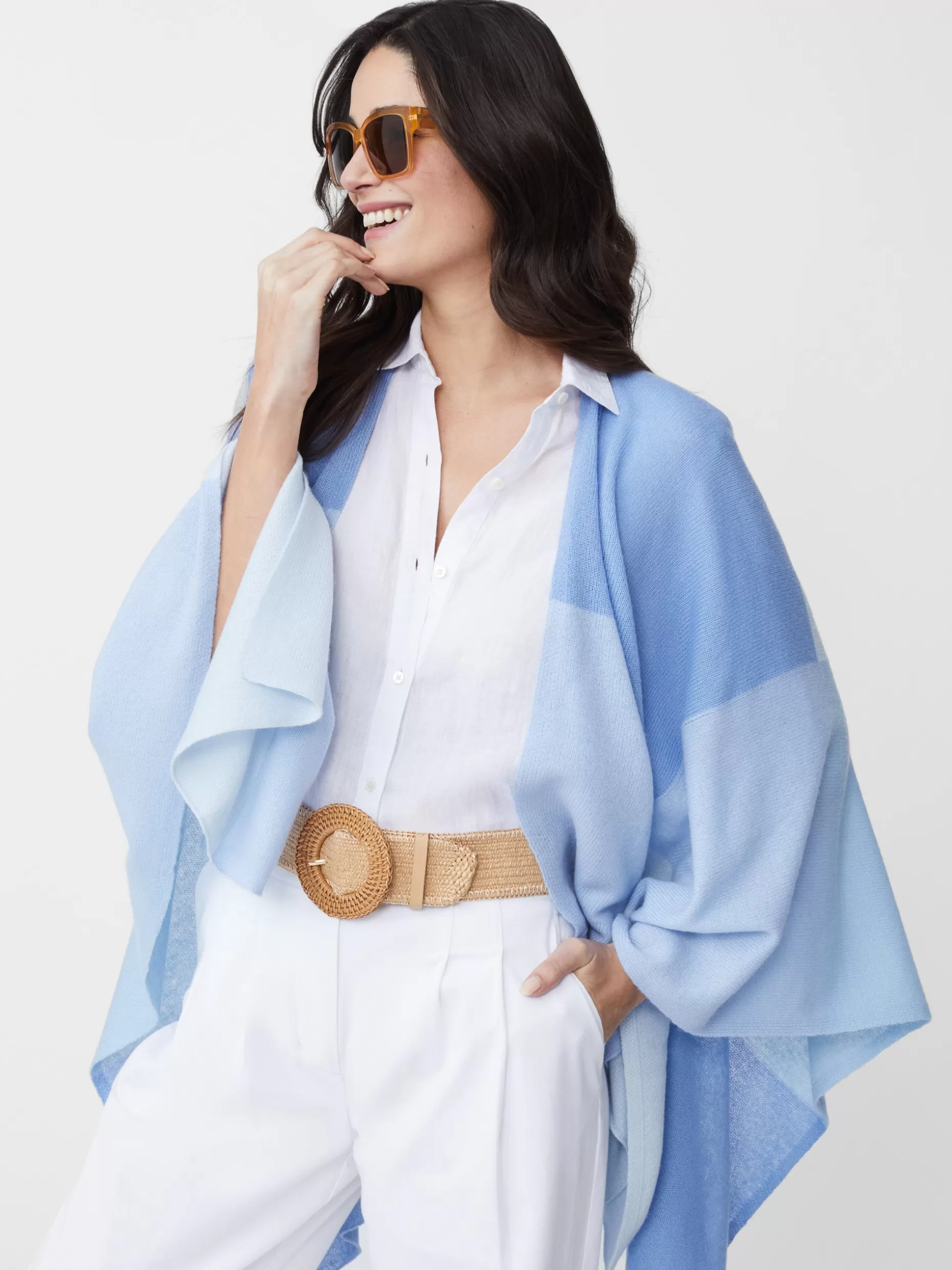 J. McLaughlin Skyler Cashmere Poncho In Colorblock-Women Jackets & Outerwear | Sweaters